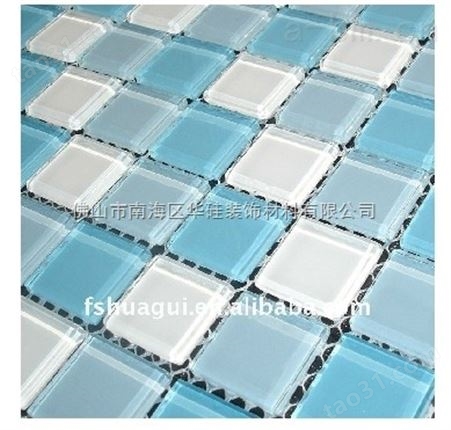 游泳池马赛克瓷砖 蓝色水晶玻璃马赛克背景墙装修